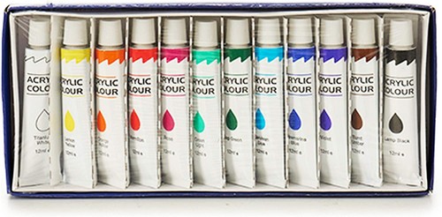 Tuben acrylfarben 12ml set - 12,