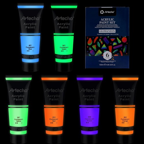 Acrylfarbe leuchtfarbe 6er - acrylfarbe,