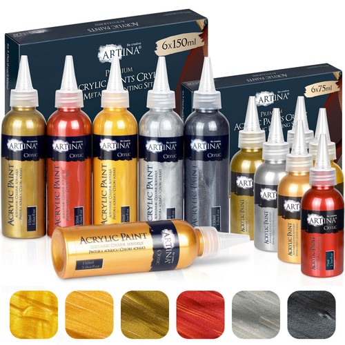 6er set metallic acrylfarben - metallic,